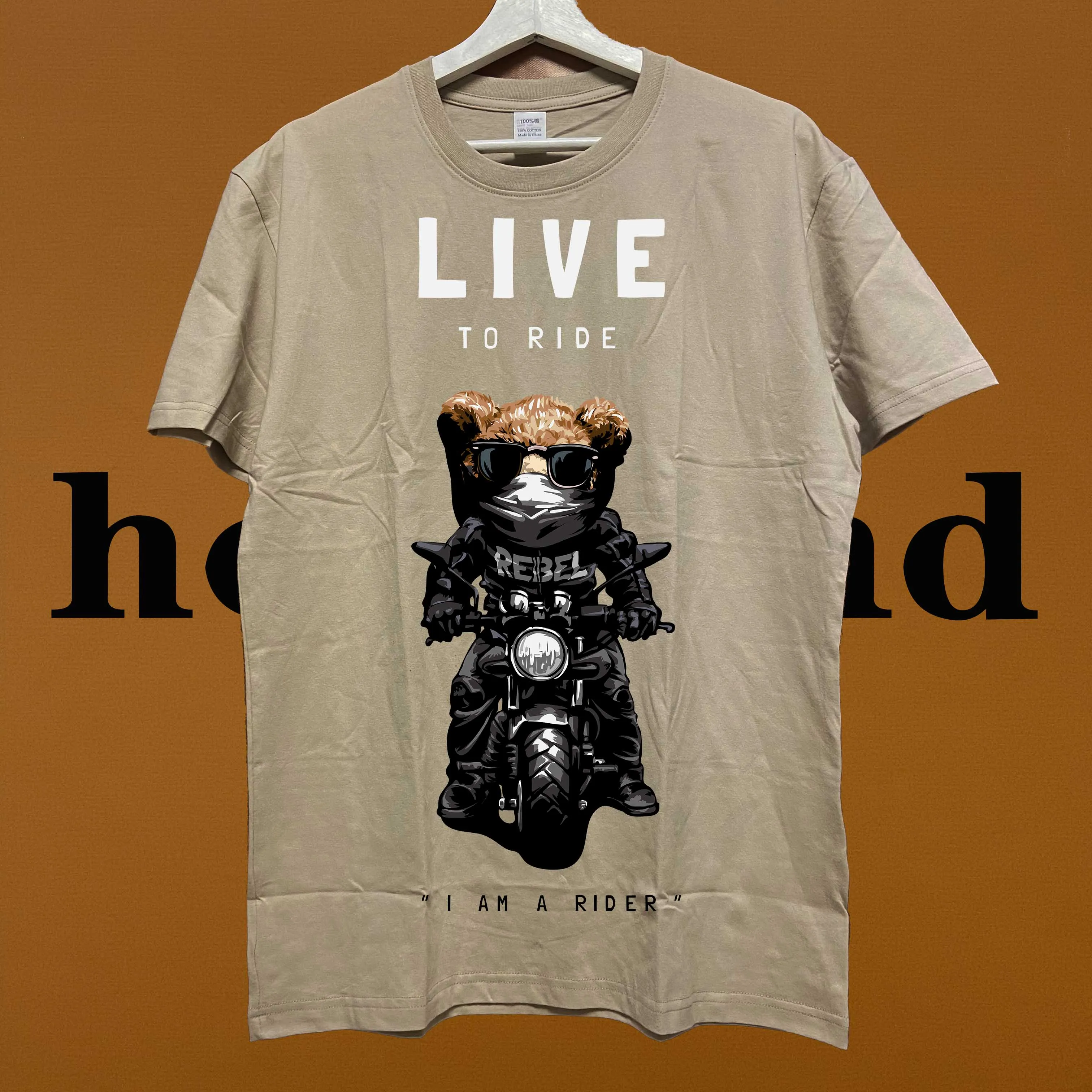 

Holifend Fashion Brand 100% Pure Cotton T Shirt Cool Bear Moorbike Short Sleeve Clothes For Men Women Top Tees Male