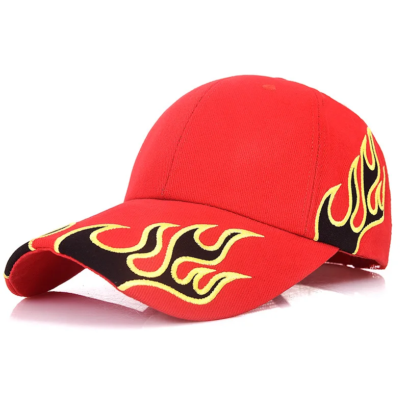 

New Fashion Men's Women's Baseball Cap Street Fashion Teen Skateboard Trend Flame Embroidery Hip Hop Hat Retro Velcro Buckle Cap