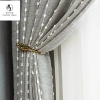nordic curtains for living dining room bedroom modern custom vertical stripe jacquard cotton linen grey window curtain decor