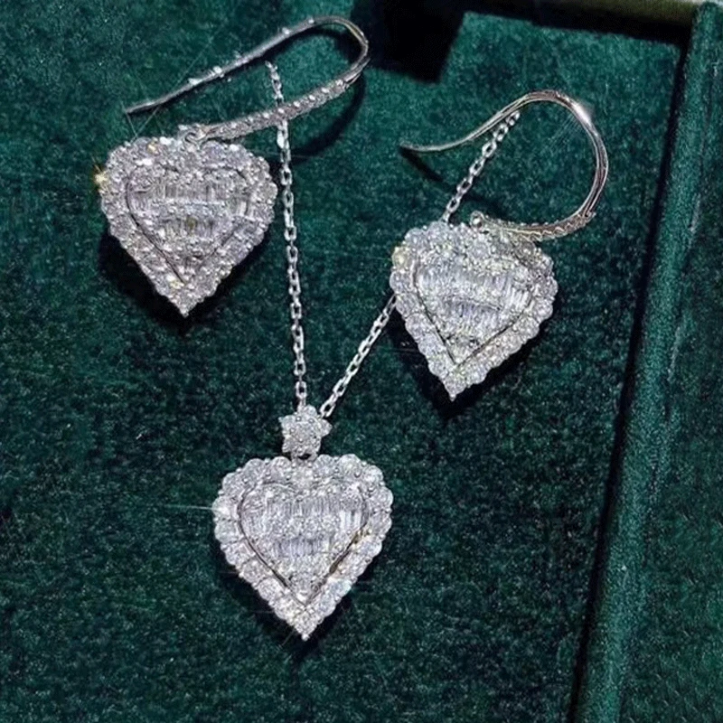 

New Women's Jewelry Set European and American Fashion Women's Heart-shaped Diamond Pendant Earrings Necklace Jewelry Jewelry