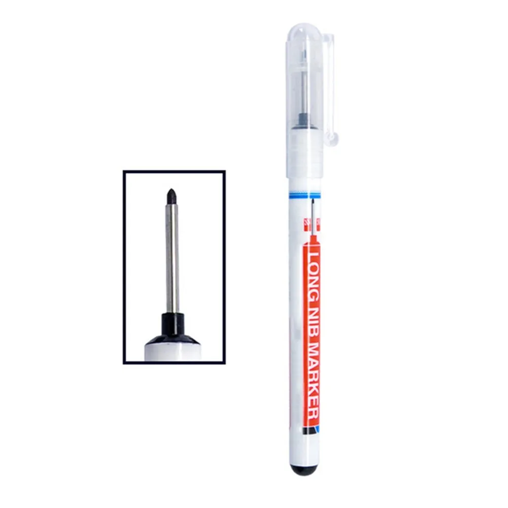 

1 PC Marker Oily Pen 20mm Long Head Markers Pen Deep Hole Marker Pens Woodworking Marker Pen For Wood Metal Glass Marking Tools