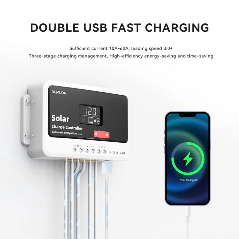 YINGFA 30A 40A PWM 12V 24V Контроллер заряда солнечной панели Регулятор батареи с двойным USB