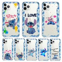 stitch cute blue for apple iphone 7 8 x xr xs 11 12 13 pro max mini plus luxury transparent tpu non slip phone case