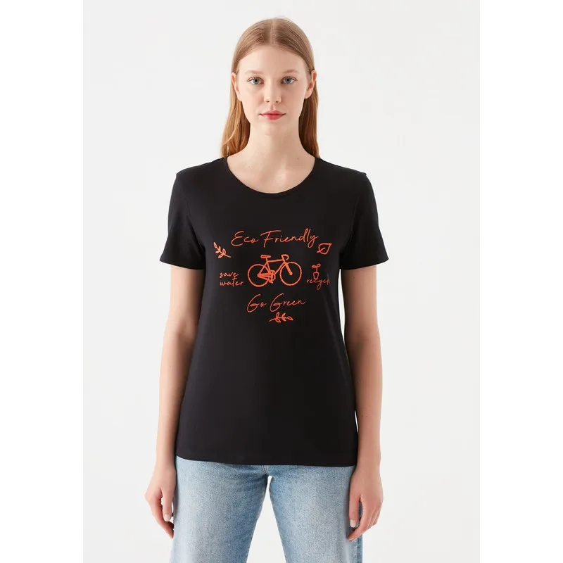 

Women's Bicycle Printed Black T-Shirt 1600885-900 T Shirt Y2K Top Nostalgic Summer Women T-Shirt Anime Bluz