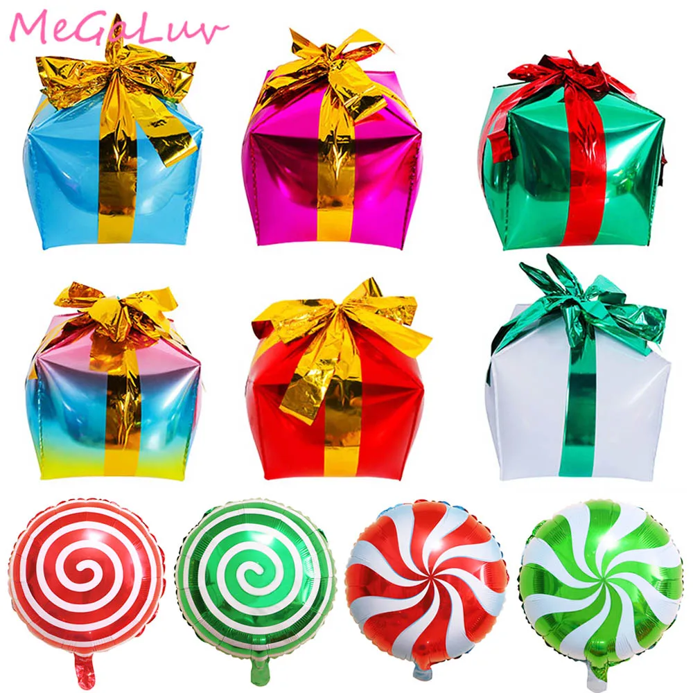 Balloons Square Present Box Foil Balloon Xmas New Year Decoraiotns Valentine's Day Birthday Party Favors