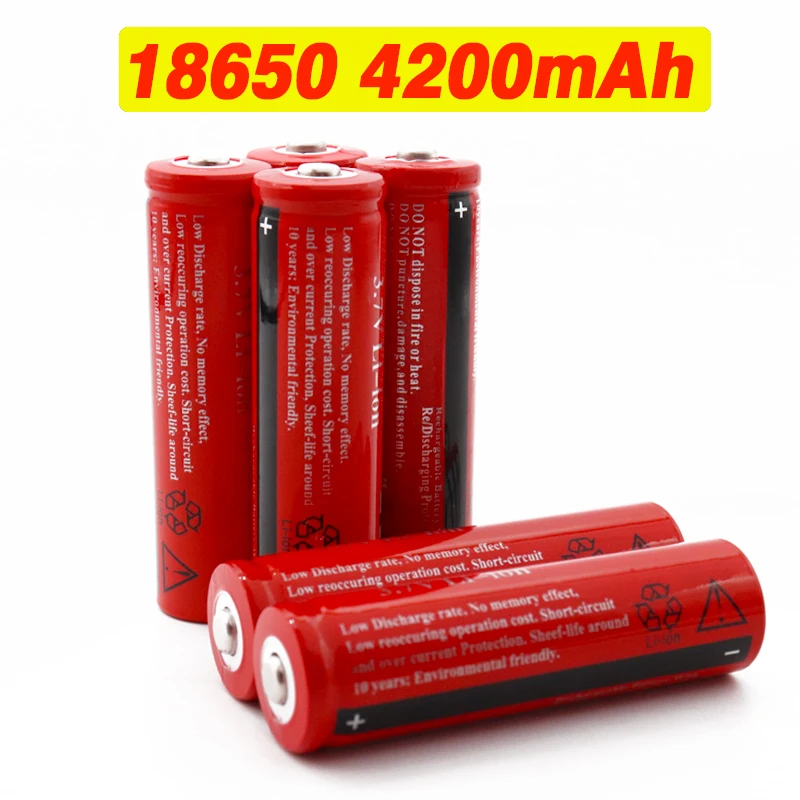 

NEW 18650 Lithium ion Battery 3.7 V 4200 mAh Li-ion Rechargeable Battery for LED Flashlight Rechargeable Batteries Accelerator