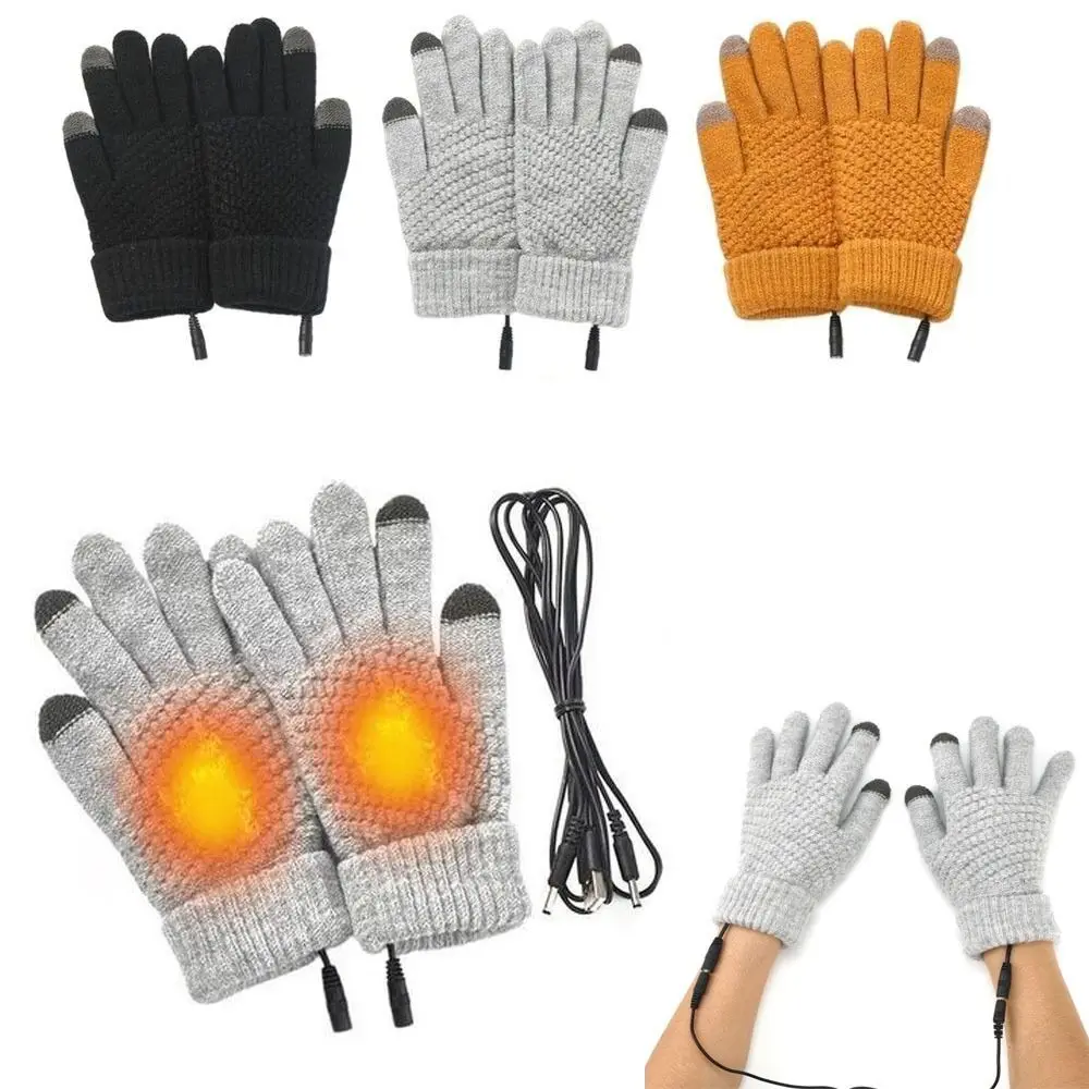 

Thickened Riding Skiing Gloves Touch Screen Knitted Gloves Heated Gloves Full Finger Warmer Winter Electric Mitten