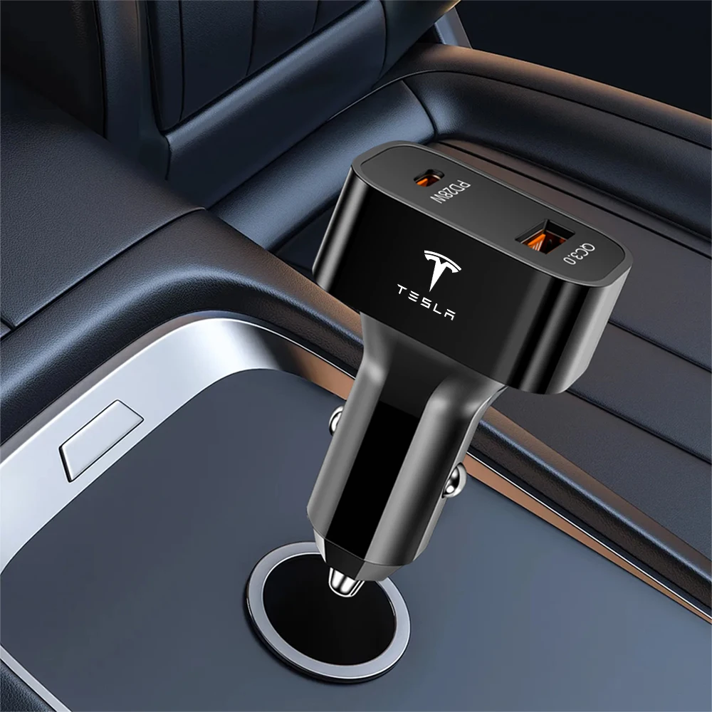 Фото Автомобильное зарядное устройство USB Type-C, 25 Вт, автомобильные аксессуары для Tesla Model 3 Model Y Model S X SpaceX Juguete Mod WYE K80 P85D №3