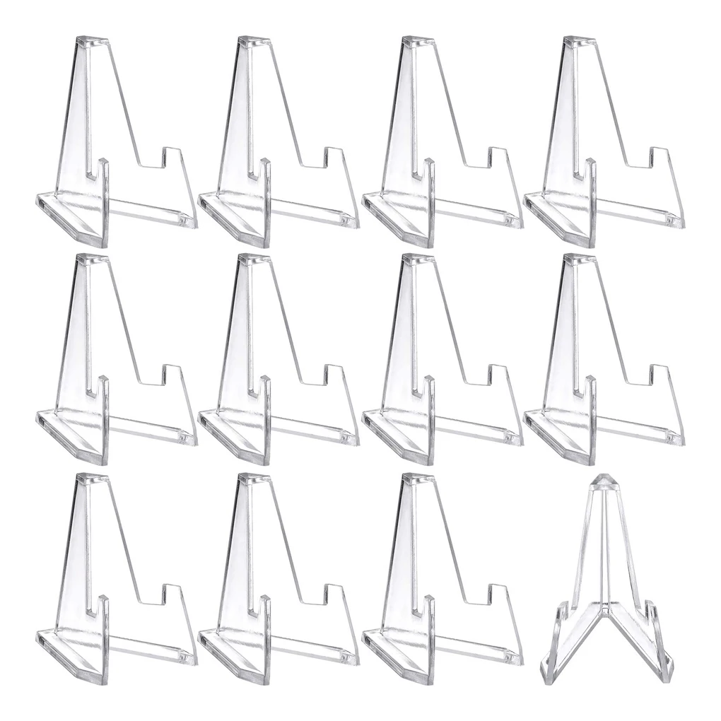 

Pack of 12 Display Stand Mini Thicken Holders Decorative Easel Stands Card Exhibition Supply Coins Displaying White