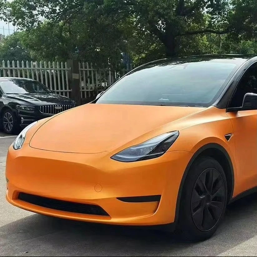 Фото Пленка для защиты кузова автомобиля из ТПУ с эффектом самовосстановления, изменяющая цвет, матовая, сияющий оранжевый оттенок №1