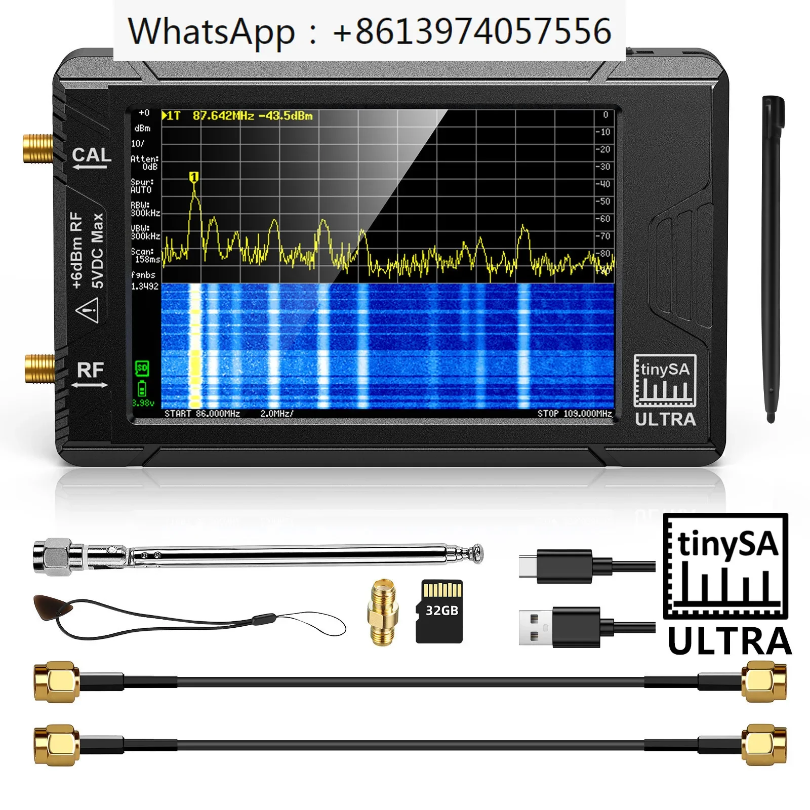 Бара gengam 2 8 pengspektrum Kecil TinySA ULTRA 4 &quotTampilan 100KHz Hingga 5 3 GHz Versi 32GB