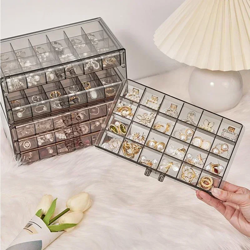 

Acrylic Jewelry Boxes Organizer Personalized Earrings Necklace Ring Storage Box Cosmetics storage for Women Display Stand