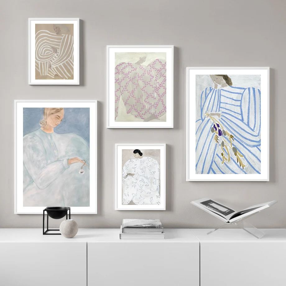 

Minimalist Style Abstract Line Curve Think Girl Wall Art Print Painting Canvas Nordic Poster Wall Picture For Living Room Decor