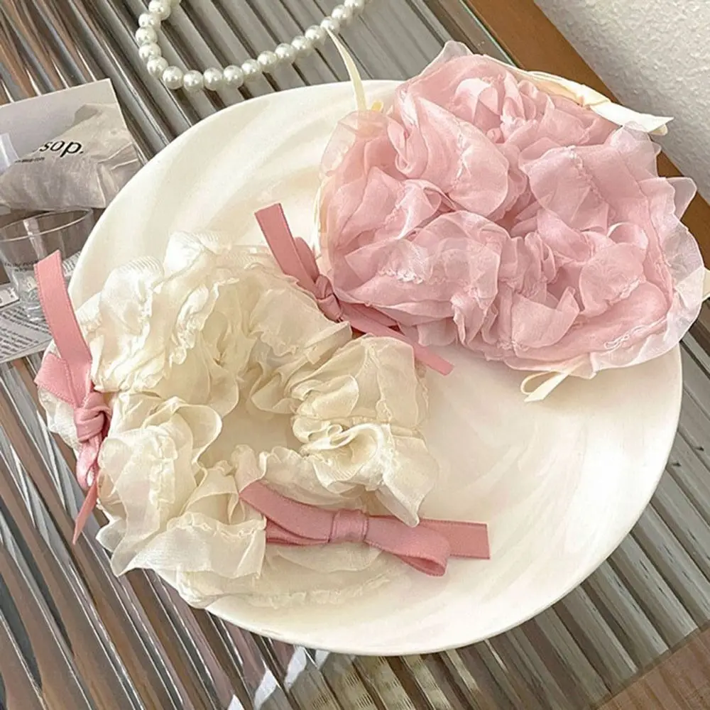 

For Women Ribbon Hair Tie Y2K Bow Hair Scrunchies Balletcore Ponytail Holder Korean Style Hair Rope Women Hair Ring