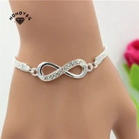 nonoyes rhinestone infinity bracelet mens womens jewelry 8 number pendant charm blange couple bracelets for lover friend gifts