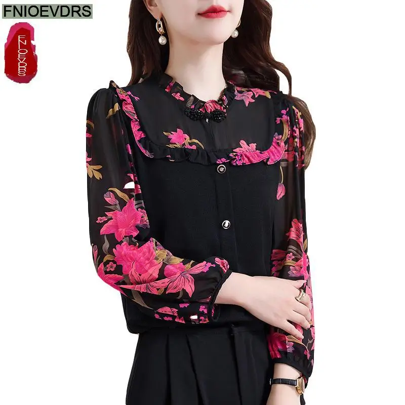 Ретро винтажные топы с оборками новый дизайн женские осенние 2024 модные офисные