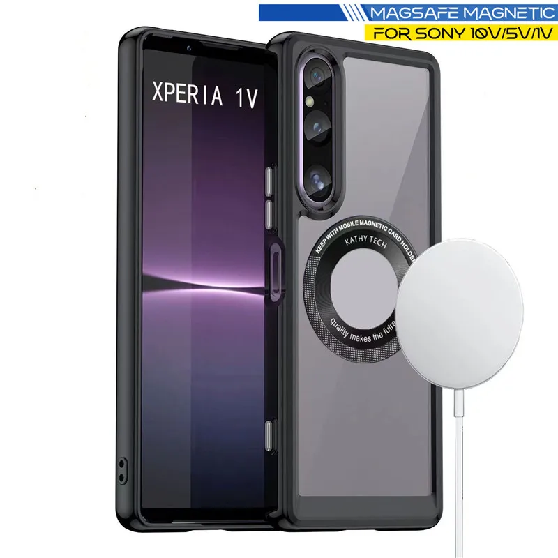 Магнитный чехол для Sony Xperial 5V Magsafing с беспроводной зарядкой для Sony Xperial 10V 1V прозрачный защитный чехол