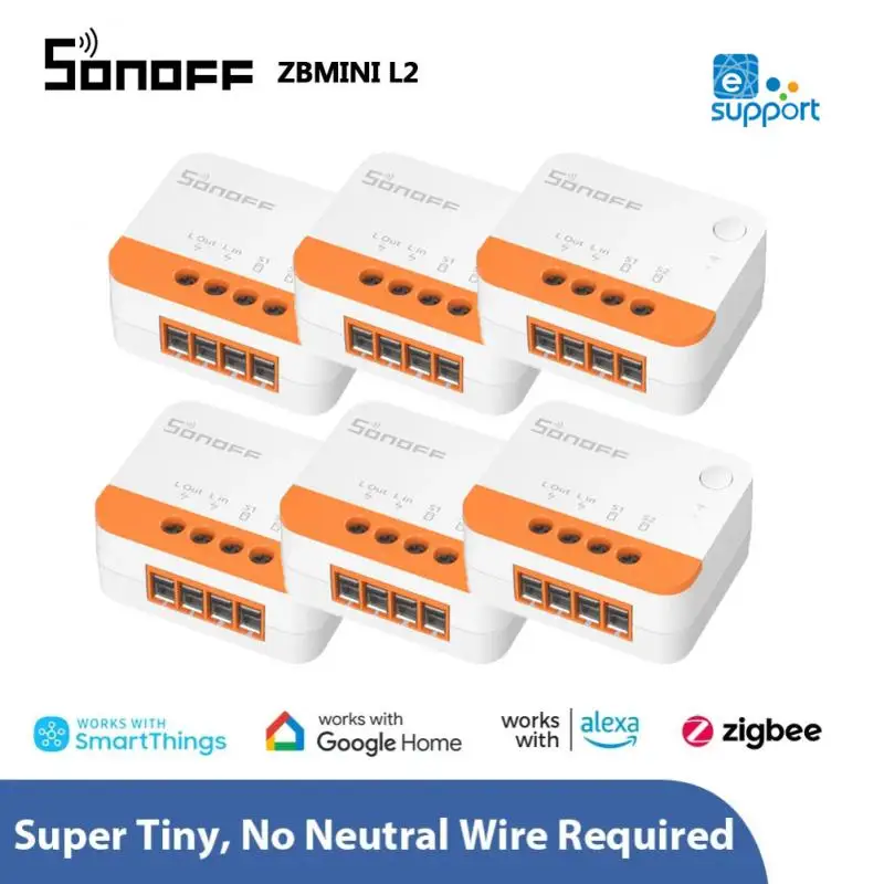 

1-20PCS SONOFF ZBMINI L2 Zigbee Switch No Neutral Wire Required Smart Home Wireless 2 Way Module Switch EWeLink APP Control
