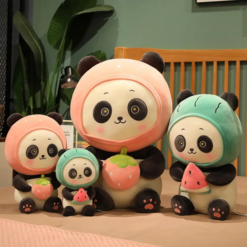 

23-60cm Lovely Panda Bear Holding Fruit Plush Toys Kawaii Panda Dolls Stuffed Soft Animal Pillow Cartoon Birthday Gift for Baby