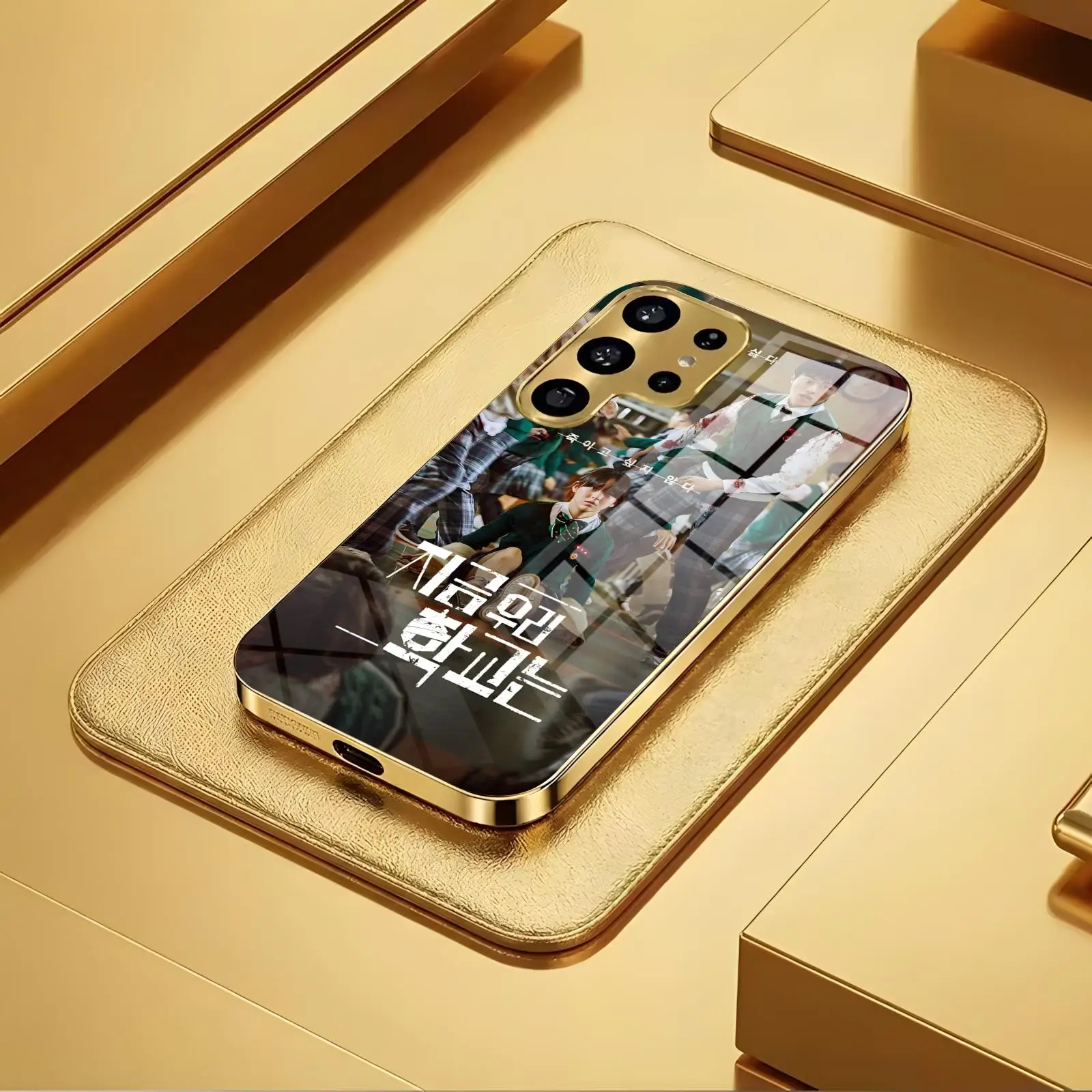 Фото Чехол для телефона Samsung S26 S25 S24 S23 S22 S21 Plus Ultra Note20, стеклянный с гальваническим покрытием, дизайн «Все мы мертвы» №5