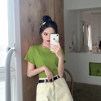 basic plain t shirt women summer short sleeve top female korean ladies green blue coffee gray yellow black white pink t shirt