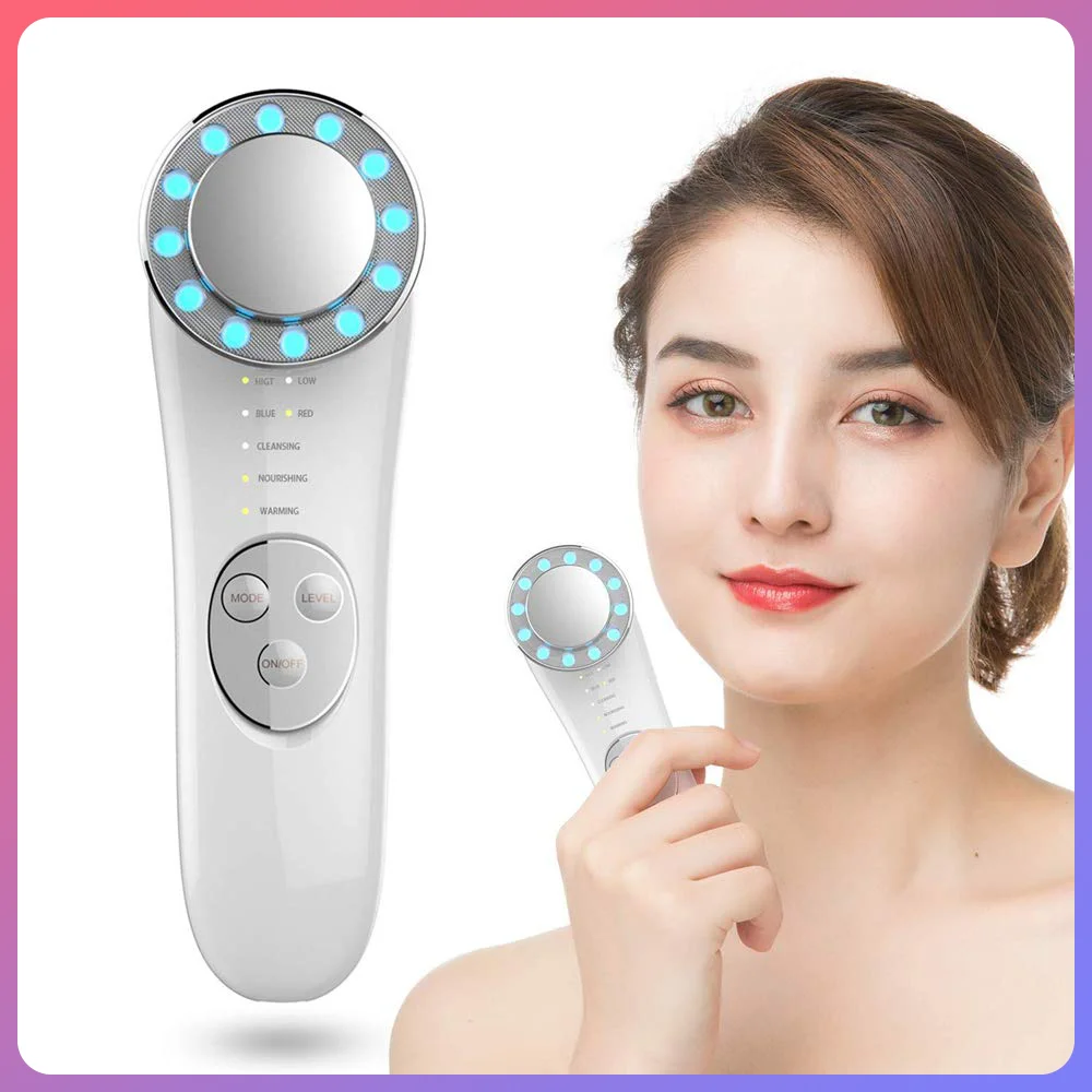 

Ultrasonic Cleaner Face Skin Care Beauty Instrument Lift Devices Blue Red Light Therapy Remove Ance Skin Rejuvenation