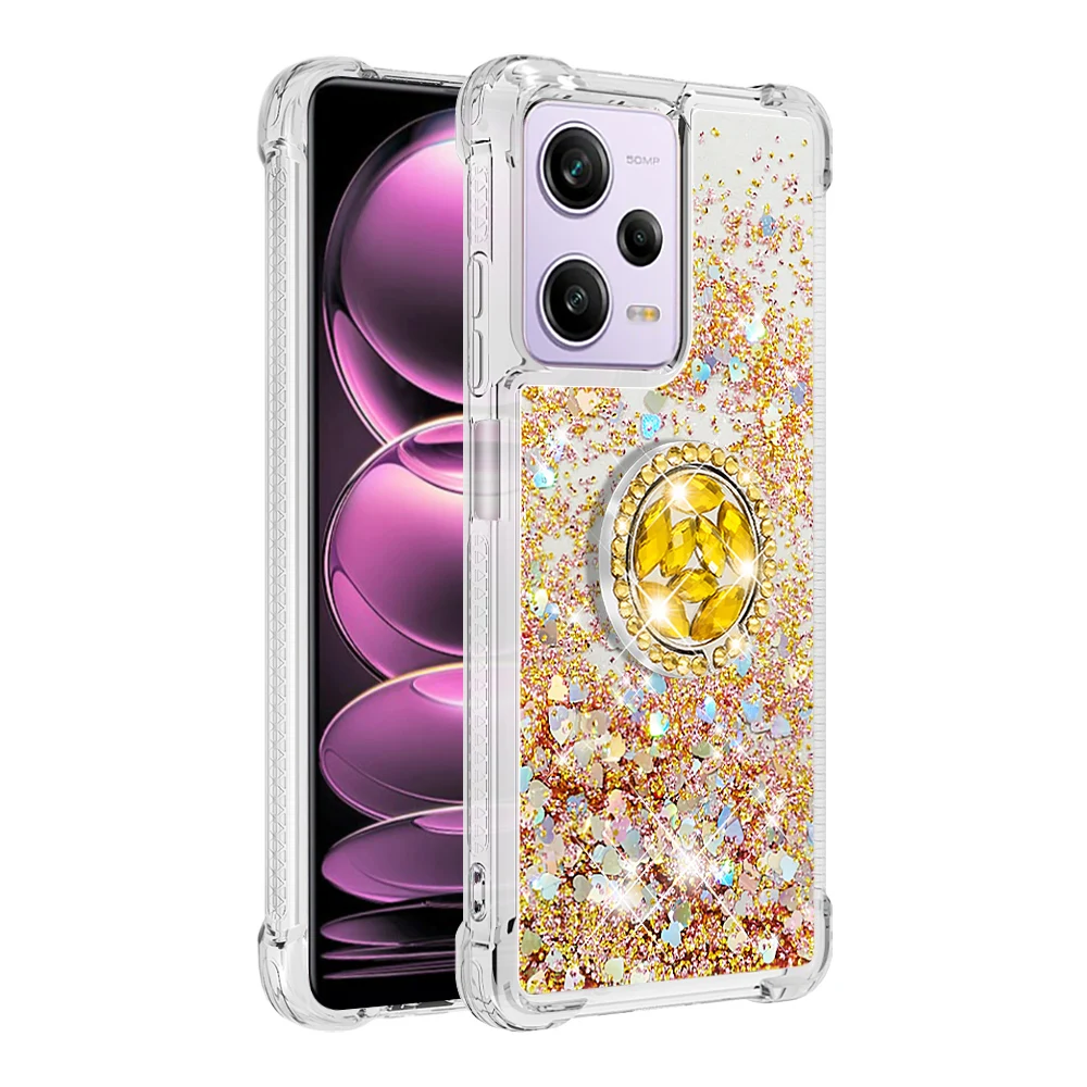Блестящий чехол Quicksand для Redmi Note 12 Pro 12S 12C 10C A1 Plus Mi Xiaomi с ультра-кольцом на палец и