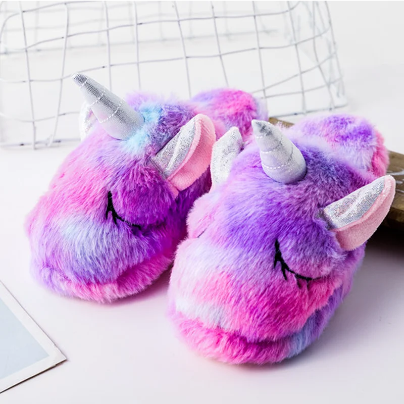 

Тапочки Kigurumi в виде единорога, детская обувь с мультяшными животными, пижамные тапочки для маленьких девочек, милая домашняя обувь, повседневная забавная обувь для дома и пола