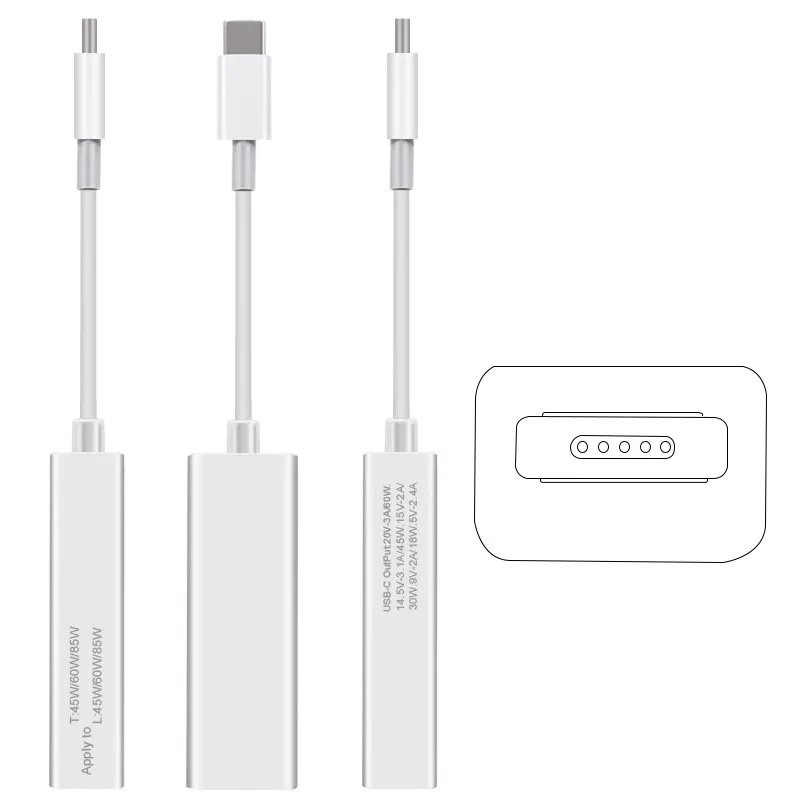 Адаптер для зарядки с USB-преобразователем типа C на 1 и 2 устройства Magsafe