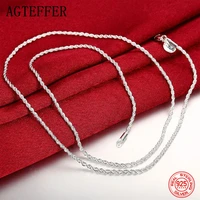 agteffer 925 sterling silver 2mm twist necklace for men women geometric silver rope chain necklaces fashion jewelry party gift