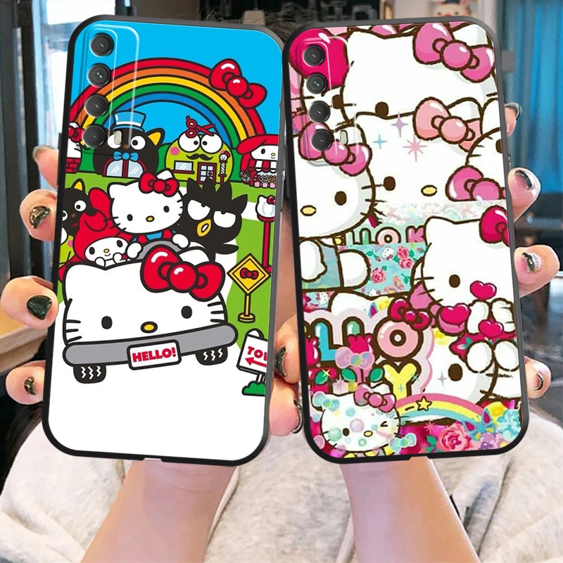 

Милый чехол Hello Kitty для телефона Huawei Honor 10 V10 10i 10 Lite 20 V20 20i 20 Lite 30S 30 Lite Pro, черный мягкий силиконовый чехол