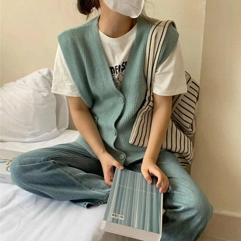 

Knitted Vest Cardigan For Women, Loose And Lazy, V-neck Foreign Style Sleeveless Sweater And Vest Leisure Commute