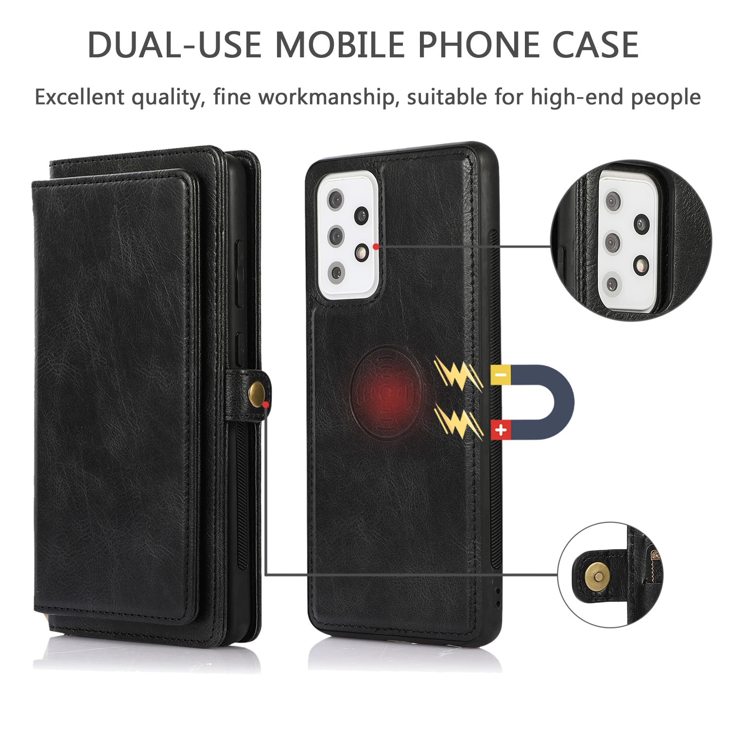 Автомобильный Магнитный съемный кожаный чехол-книжка для Samsung Galaxy A32 A52 A73 A13 A33 A53 A71