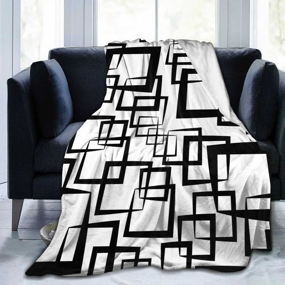 

Soft Warm Flannel Blanket Monochrome Pattern Travel Portable Winter Throw Thin Bed Sofa Blanket