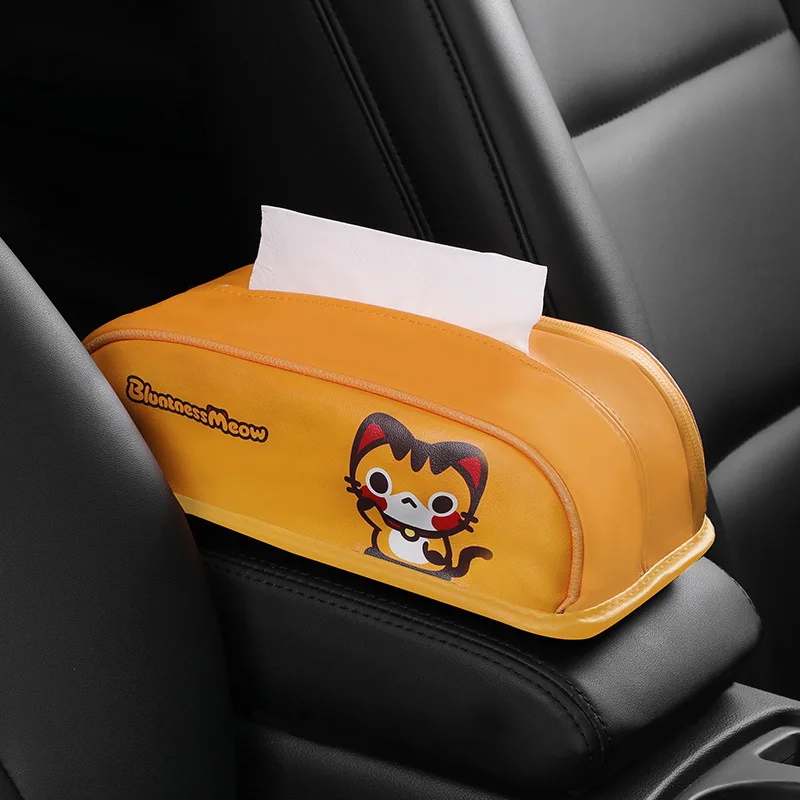 

Facial Tissue Box Car Supplies Auto Paper Case Sun Visor Dashboard Hanging Use Pu Cuteness Design Fit All Cars Interior Storage