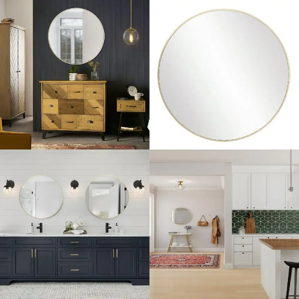 

Decorative Luxurious Simple 28-Inch Gold Frame Round Wall Mirror Decorative for Home and Bedroom Decoration.