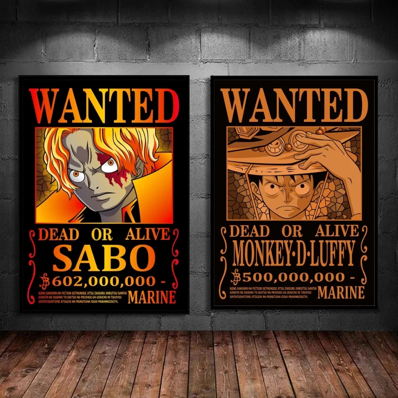 

Print On Canvas One Piece Bounty Wanted Sabo Cuadros Gift Decoration Paintings Decorative Poster Toys Gifts Room Home