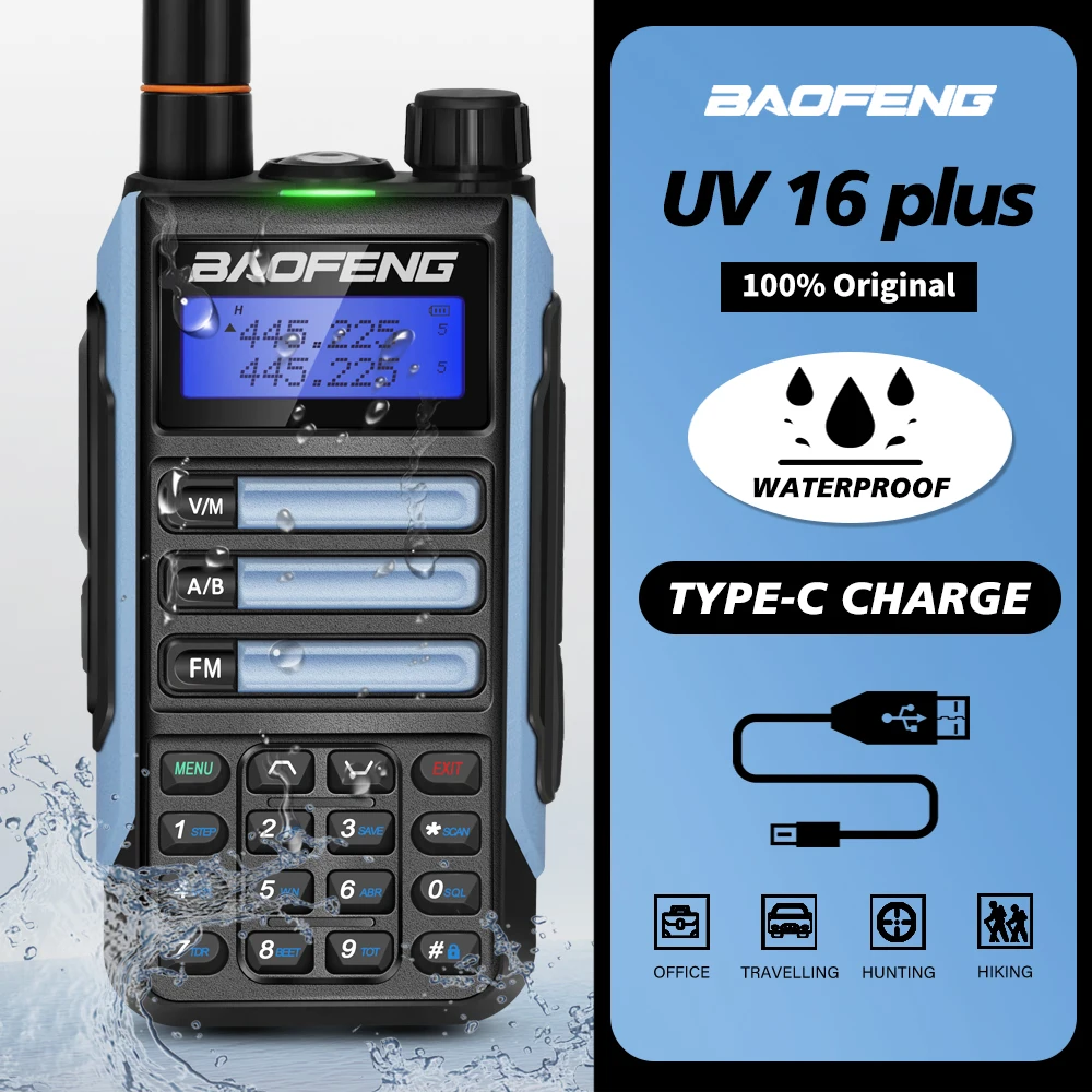 Baofeng UV16plus Walkie Talkie 10W 5800mah VHF UHF Dual Band Two Way CB Ham Radio Portable Transceiver Amateur Radio Transmitter