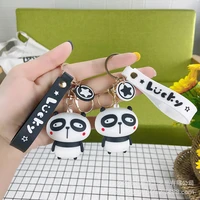 original cartoon panda doll key chain cute bag car key pendant key chain couple gift animal crossing accessories