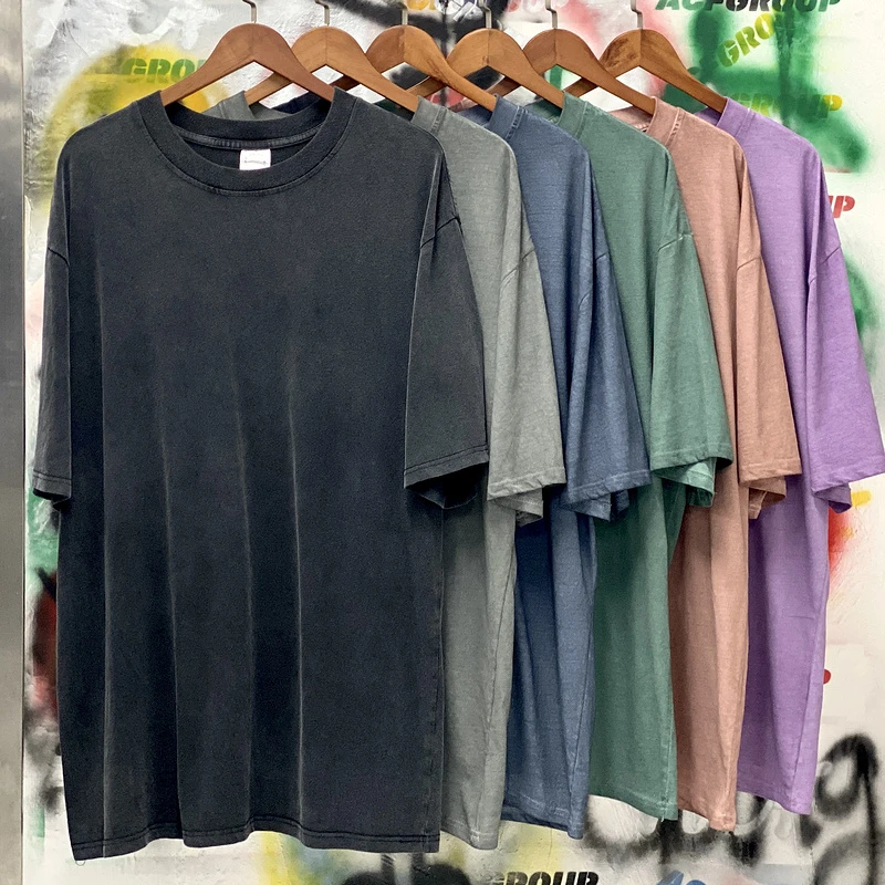 

New Vintage Washed Short Sleeve T-Shirt Men Women T Shirt Oversized Top Tees