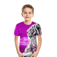novedad de verano 2022 camiseta para ni%c3%b1os camiseta de manga corta con estampado de animales de tigre camisetas de verano par