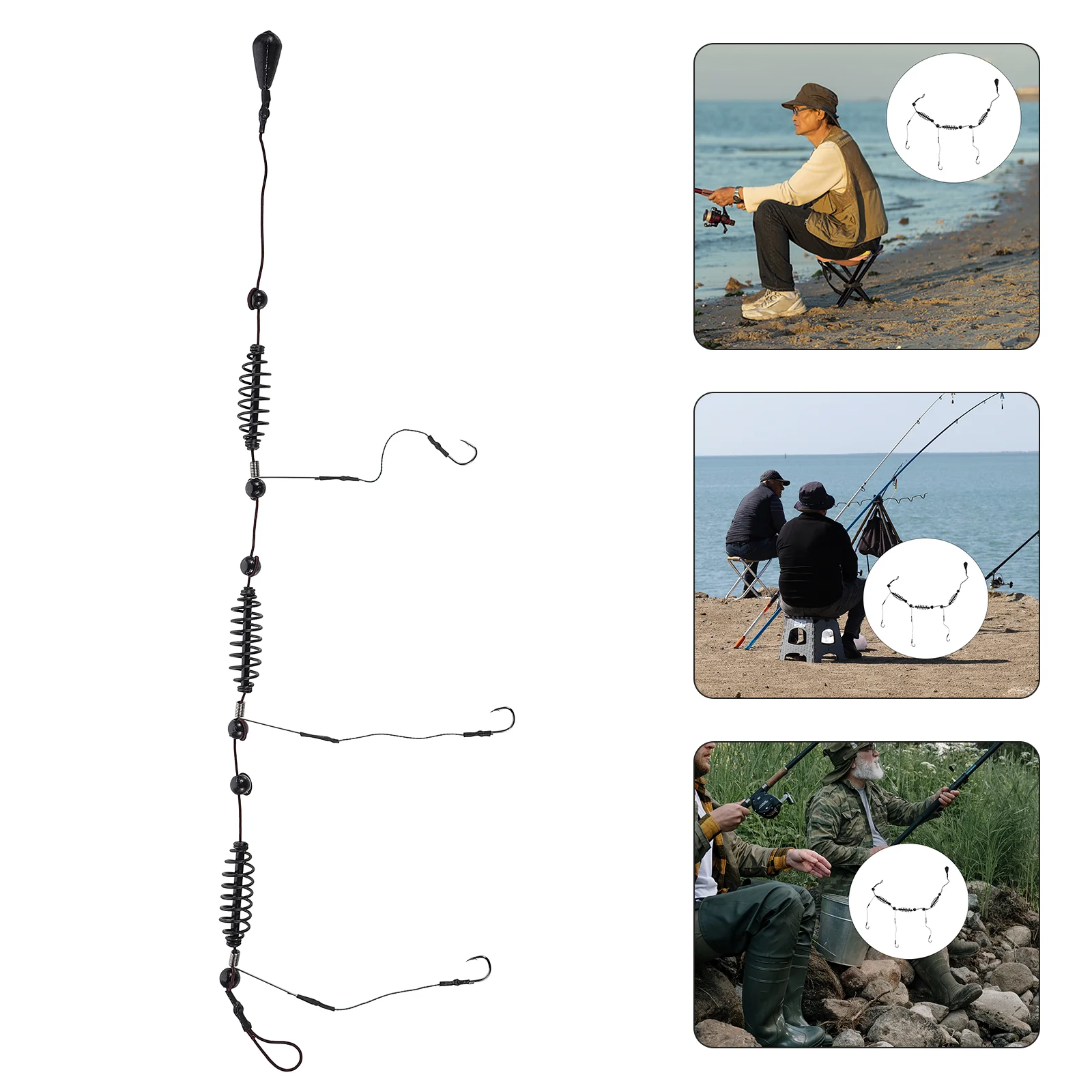 

3 Pcs Baits Hook Feeder Coarse Tackles Spring Carp Catfish Big Things 38.5X1.2CM Lure Trap Hooks Black