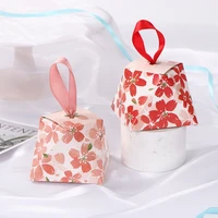 100pcslot pink flower diamond dragee box wedding gifts for guests souvenirs 100pcs sakura floral candy paper bags wholesale