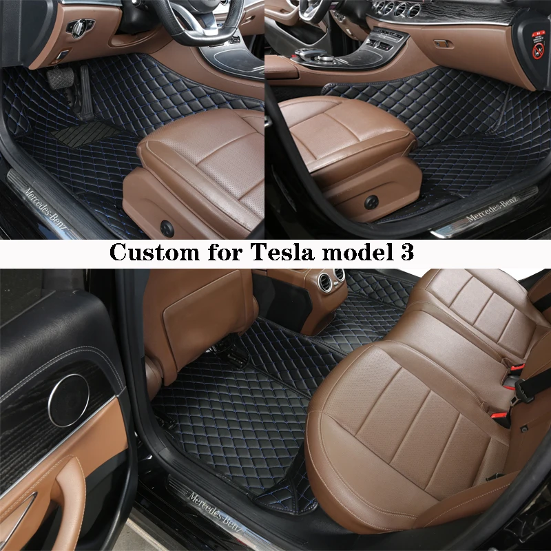 

Car Floor Mat For Tesla Model 3 Rugs Panel Protective Pad Premium Custom Leather Foot Carpet Accessories