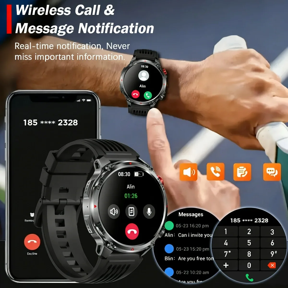 Фото Смарт-часы Xiaomi 794543 T-Rex3 Ultra с аккумулятором, компасом, водонепроницаемостью IP69K, трекером активности, для спорта и активного отдыха, военные смарт-часы №3