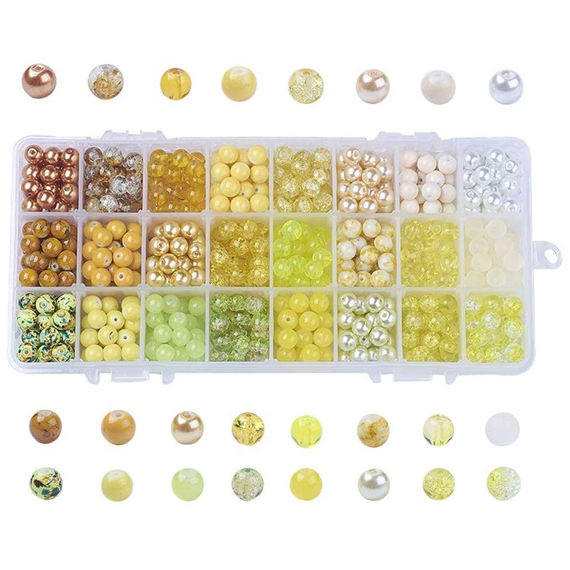 

24 Color Hand-Colored Cracked Round Beads For Jewelry Making