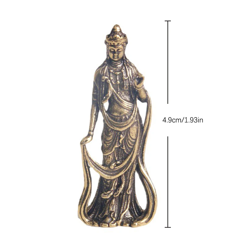 

1pc Collectable Chinese Brass Carved Kwan-yin Guan Yin Buddha Exquisite Small Statues Home Decorations Crafts Ornaments