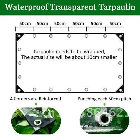 Прозрачный Водонепроницаемый брезент с люверсами из ПВХ прочный устойчивый к
