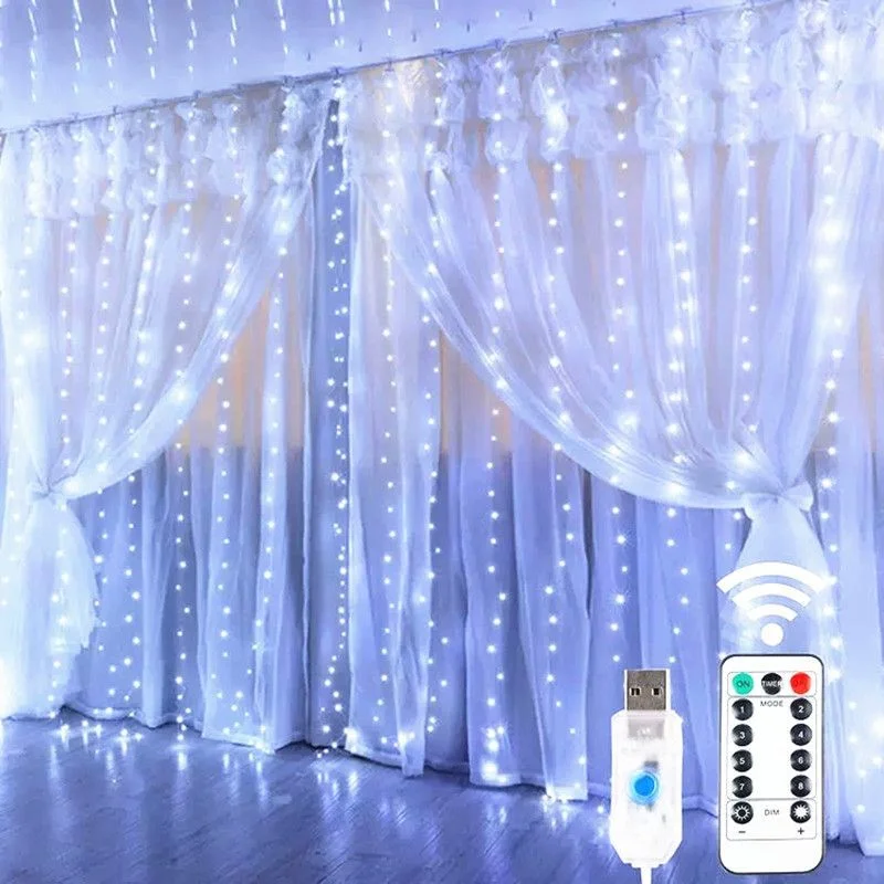 

3M/4M/6M Remote Control Icicle Curtain Fairy Lights Christmas Lamps LED String Lights Garland Party Garden Street Wedding Decor