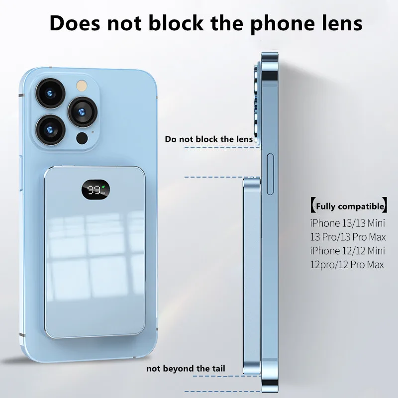 Фото Магнитный Портативный внешний аккумулятор для iphone 12 13 Pro Max, 15 Вт, 10000 мАч №4